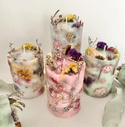 شمع‌سازی با گل خشک